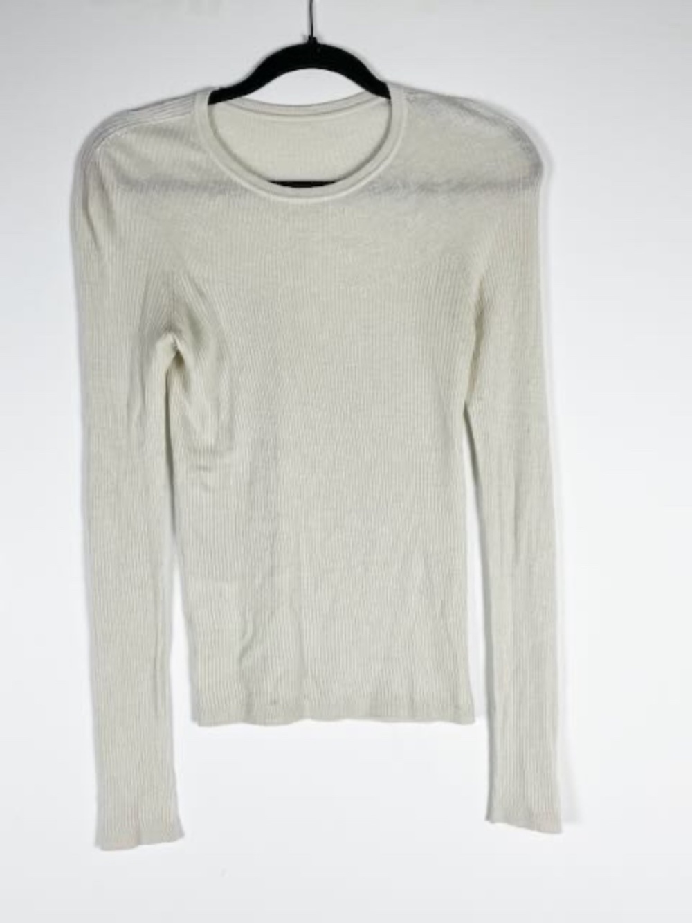 Lululemon Women's Ribbed Wool Silk Cashmere Blend Knit Light Sweater Bone Medium